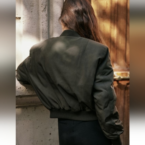 ZARA ZW COLLECTION Cropped Bomber Jacket - Picture 4 of 14